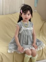 【90-140cm】ベストorキャミソールワンピース 女の子 レースフリル　スウィート