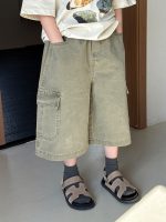 【90-150cm】7分丈デニムパンツ 韓国ヴィンテージ風 ビッグポケット 長く愛せる1本 - 画像 (6)
