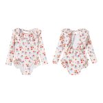 【80-130cm】水着 長袖 UVカット 背中あき かわいい 女の子 スイムウェア - 画像 (9)