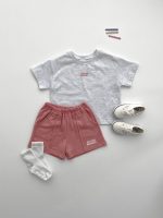 【80-130cm】セットアップ キッズ 半袖 Tシャツ＋ショートパンツ 薄手 男女兼用 シンプル - 画像 (5)