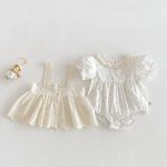 【66-90cm】2点セット ロンパース ベビー 花柄 レース - 画像 (5)