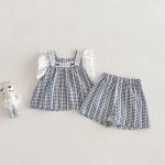【73-100cm】セットアップ ベビー 女の子 チェック フリルスリーブ - 画像 (3)