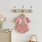 【66-90cm】ロンパース ベビー 可愛い 蝶結び パフスリーブ - 画像 (8)
