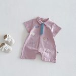 【66-90cm】カバーオール ベビー カジュアル ネクタイ付き - 画像 (2)