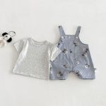 【66-90cm】セットアップ サロペット＆Tシャツ ベビー カートゥーン - 画像 (5)