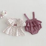 【66-90cm】セットアップ ブラウス＆サロペットロンパース フリル襟 小花柄 - 画像 (4)