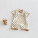 【66-90cm】カバーオール ベビー ドット柄 くまちゃん