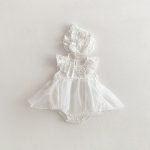 【66-90cm】ロンパースワンピース ベビー 女の子 フリルスリーブ チュール - 画像 (2)
