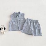 【73-100cm】セットアップ ベビー 韓国風 シンプル ノースリーブ - 画像 (5)