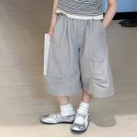 【100-170cm】ワイドパンツ キッズ 七分丈 韓国風 ゆったり - 画像 (6)