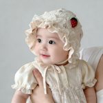 【GOODS】レース帽子 ベビー用 女の子 プリンセス風 いちご柄 日よけハット - 画像 (5)