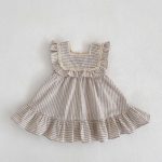 【66-130cm】ロンパース or ワンピース  ベビー 女の子 ストライプ フリル - 画像 (8)