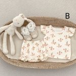 【66-100cm】セットアップ ベビー フリル袖トップス＆レースショートパンツ - 画像 (7)