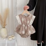 【66-90cm】ロンパース ベビー おしゃれ フリル 花刺繡 - 画像 (16)