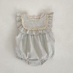 【66-130cm】ロンパース or ワンピース  ベビー 女の子 ストライプ フリル - 画像 (5)