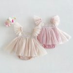 【66-90cm】ロンパース フリル メッシュ 可愛い 女の子