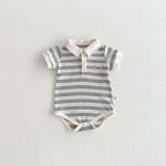 【66-90cm】ロンパース 半袖 ポロ襟 ロゴ入り シンプル 肌触り良い ベビー服 - 画像 (6)