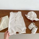 【66-90cm】ロンパース ストライプ ノースリーブ ベビー服 - 画像 (7)