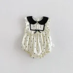 【66-90cm】ロンパース ベビー 丸襟 チェック or ドット柄 - 画像 (4)