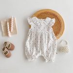【66-90cm】オールインワン フラワー柄 ベビー服