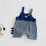 【予約販売】【73-100cm】サロペット ブルー ストライプ カジュアル ベビー服 - 画像 (2)