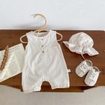 【66-90cm】ロンパース ストライプ ノースリーブ ベビー服 - 画像 (8)