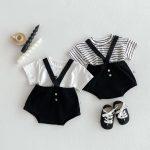【66-90cm】サロペットorTシャツ カジュアル シンプル 赤ちゃん服 - 画像 (2)