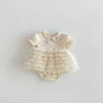【66-90cm】ロンパース ベビー 女の子 丸襟 レース - 画像 (10)