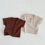 【66-100cm】セットアップ ベビー 韓国風 ボーダーワッフル - 画像 (5)