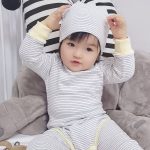 【66-90cm】ロンパース＆レギンス＆帽子 ボーダー 肌触り良い シンプル カラフル ベビー服 - 画像 (10)