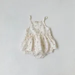 【66-90cm】ロンパース ベビー 女の子 韓国風 キャミ 小花柄 - 画像 (5)