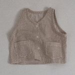 【73-100cm】セットアップ ベビー 韓国風 チェック ベスト＆ショートパンツ - 画像 (9)