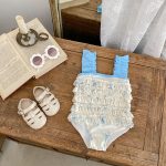 【80-120cm】水着 ブルー フラワー スイムウェア - 画像 (10)