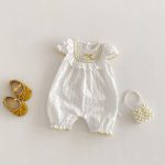 【66-90cm】オールインワン フリル ホワイト シンプル ベビー服 - 画像 (4)