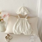 【66-90cm】サロペット 花柄 ふわふわ 帽子付き - 画像 (5)