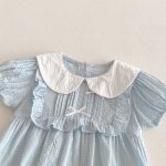 【66-90cm】ロンパース リボン付き ブルー 可愛い 女の子 - 画像 (5)