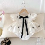 【66-90cm】ロンパース リボン付き パフスリーブ 可愛い 女の子 - 画像 (9)