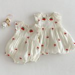 【66-110cm】ロンパース/ワンピース チェリー柄 姉妹服 おしゃれ - 画像 (7)