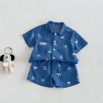 【73-110cm】セットアップ デニム ツリー柄 カジュアル - 画像 (2)