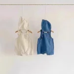 【66-90cm】ベビー ボンネット付き デニムサロペット - 画像 (6)