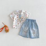 【73-100cm】Ｔシャツorパンツ 半袖 スター柄 カジュアル - 画像 (2)