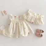 【66-110cm】ロンパースorワンピースフリル蝶結び柄 姉妹服 - 画像 (8)