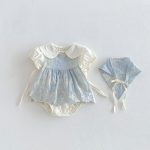【66-90cm】セットアップ フラワー刺繡 ロンパース＆帽子 - 画像 (5)