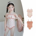 【80-130cm】水着 ドット フリル 可愛い 女の子 スイムウェア