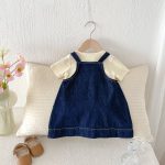 【73-100cm】セットアップ デニム ハート ワンピース&シャツ - 画像 (6)