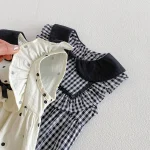 【66-90cm】ロンパース ベビー 丸襟 チェック or ドット柄 - 画像 (14)