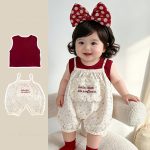 【73-100cm】サロペット＆シャツ 可愛い フラワー柄 セットアップ - 画像 (2)