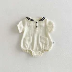 【66-90cm】セーラー ロンパース ベビー 丸襟 キュート - 画像 (8)