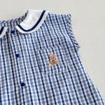 【66-90cm】ロンパース クマロゴ チェック セーラー 可愛い ベビー服 - 画像 (10)