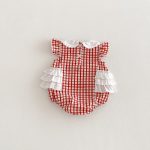 【66-90cm】ロンパース レッド チェック 可愛い おしゃれ ベビー服 - 画像 (7)